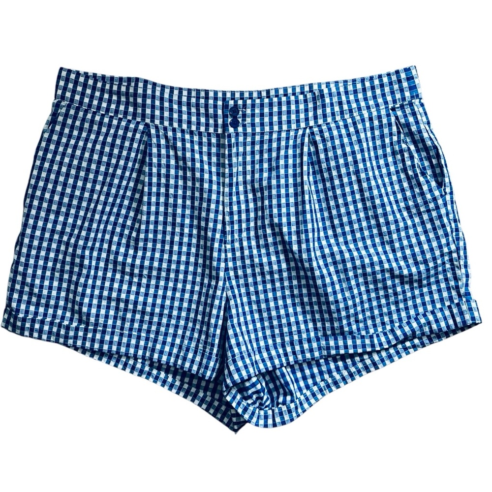 Unique Vintage 3X/20 Gingham Pattern High Rise Shorts in Blue and White. - Picture 15 of 16